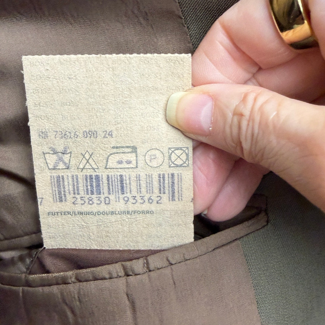 Hugo Boss Men’s Olive Green Super 100 3-Button Blazer Jacket