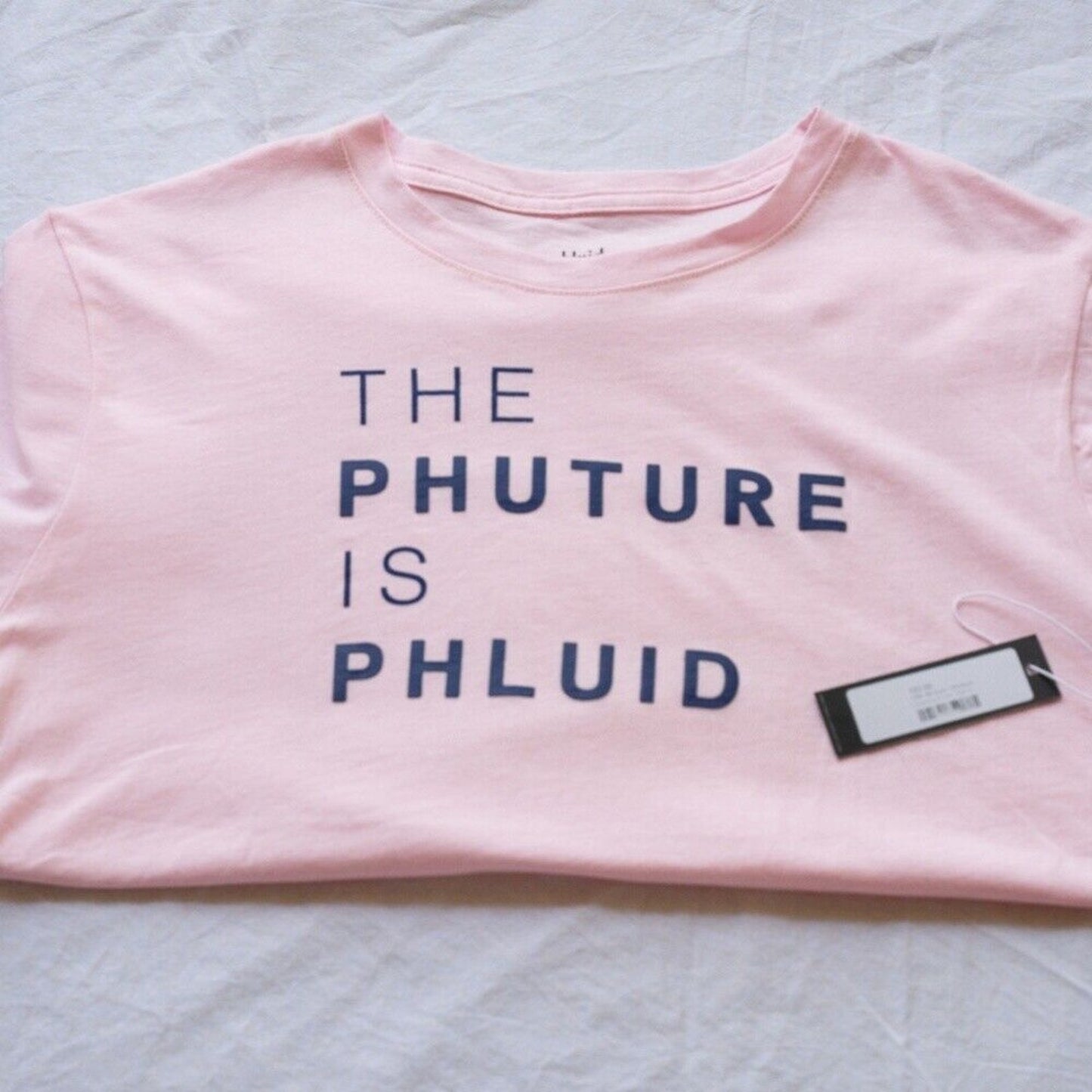 PHLUID PROJECT Pale Pink Crew Neck Graphic Tee Shirt Top Large LGBT LGBTQIA 3