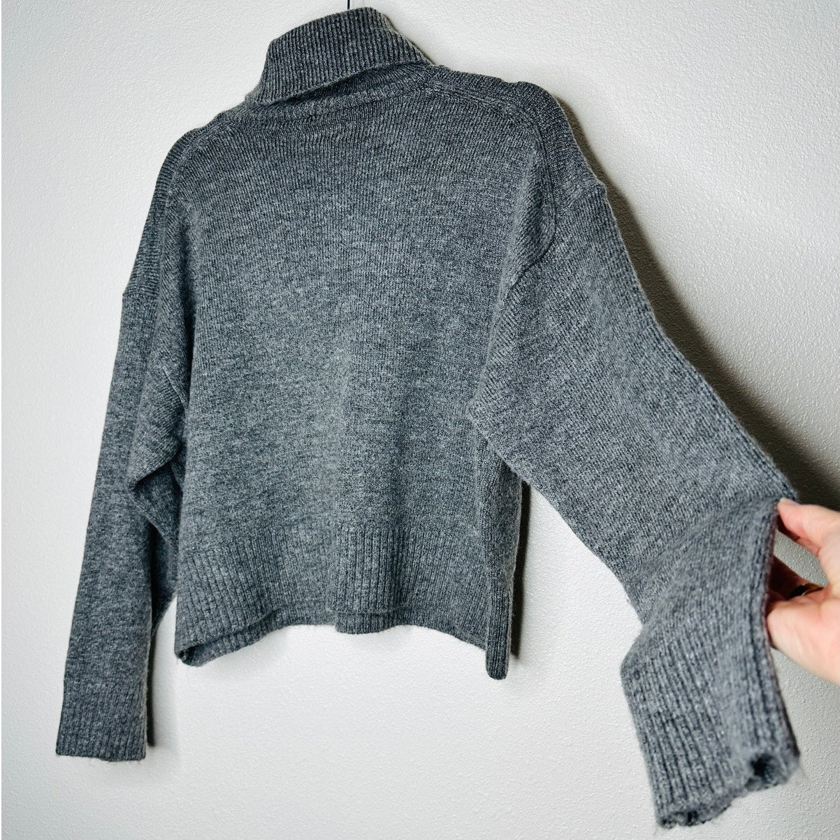 Zara Heather Gray Turtleneck Drop Shoulder Long Sleeve Sweater Jumper M