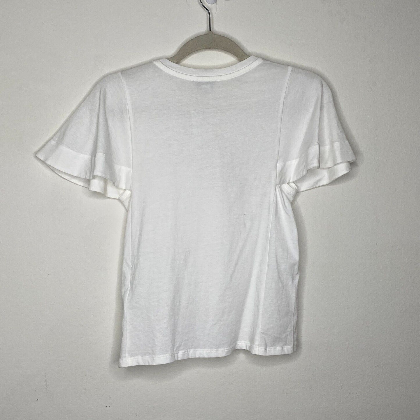 NWT Joie Aeowin Cotton White Short Flutter Sleeve Crew Neck Relaxed T-shirt XXS