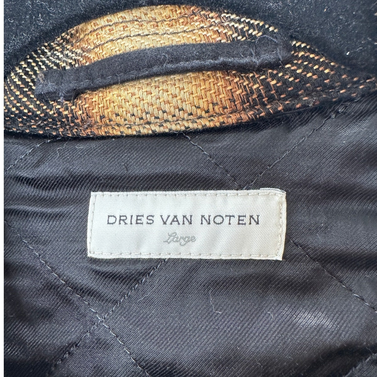 Dries Van Noten Butter Yellow Brown & Black Plaid Flannel Overshirt L