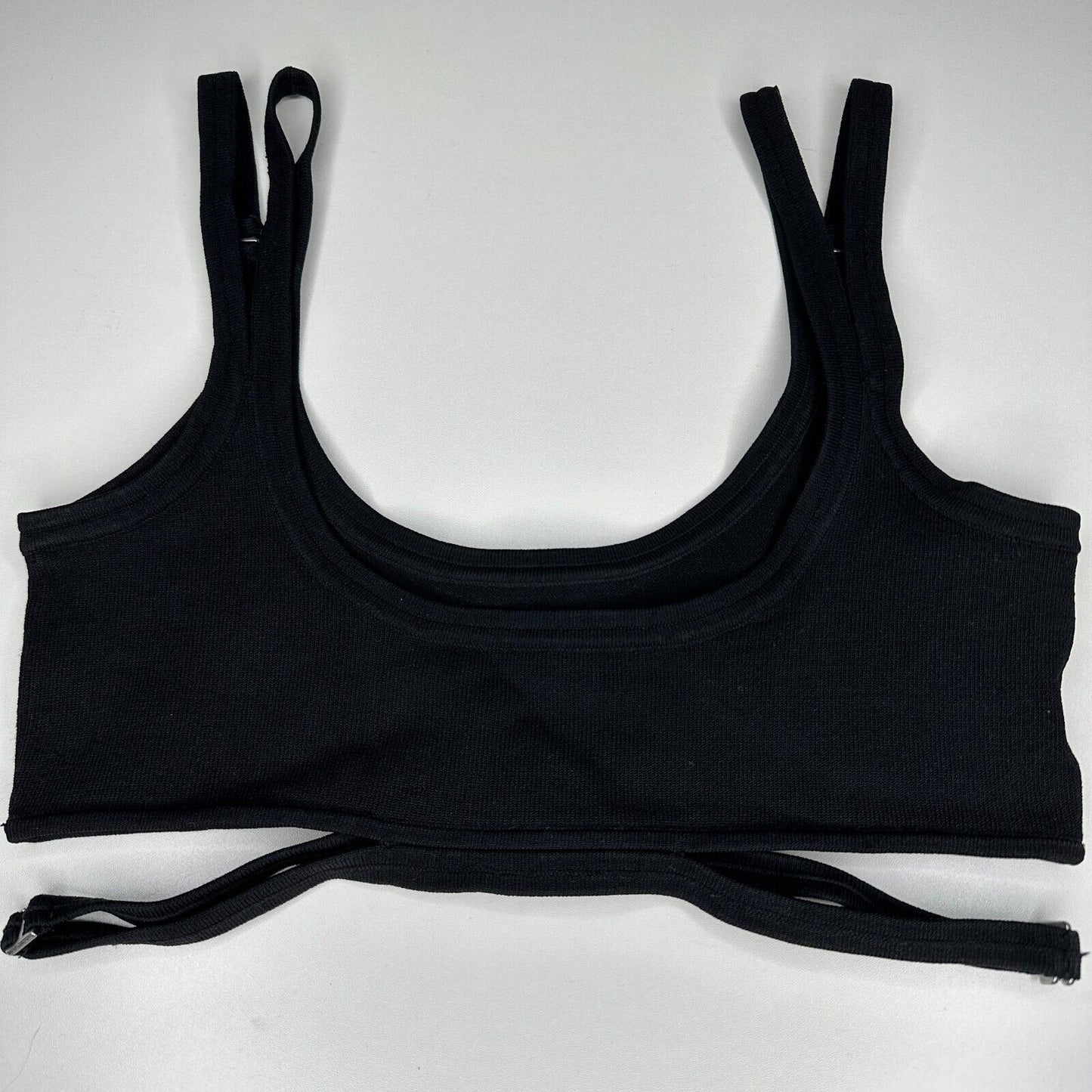 Dion Lee Sexy Black Strappy Crop Tank Top Double Adjustable Strap Cutouts XS