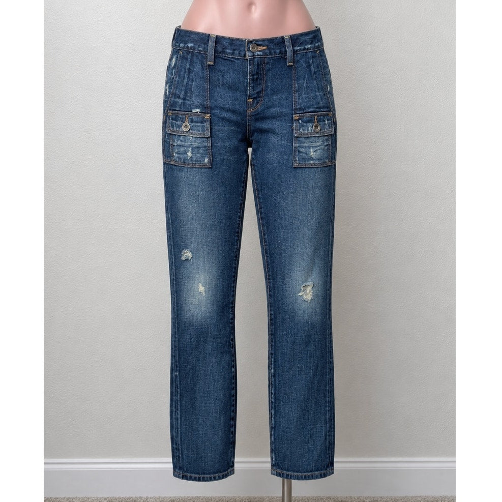 Lucky Brand Y2K Low Rise Dark Medium Wash Cargo Jeans Size 4/27