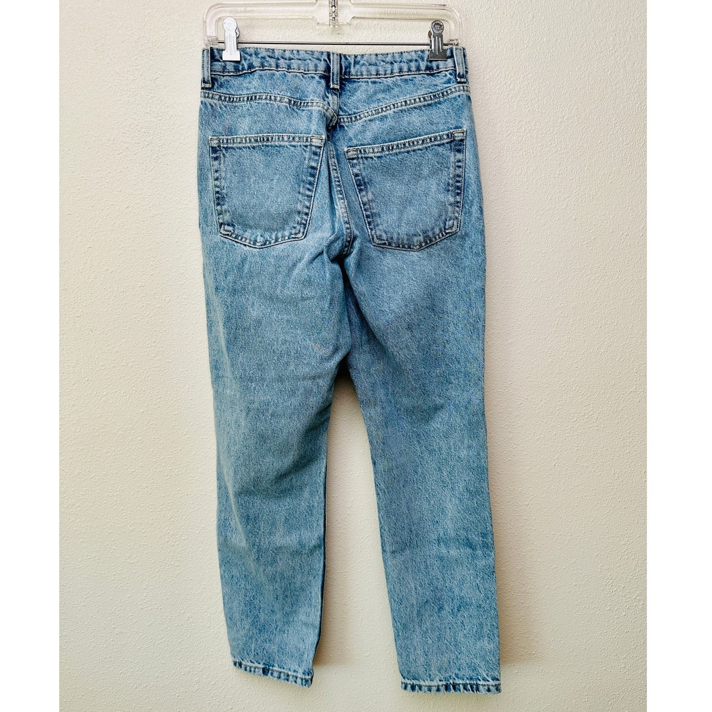 Topshop High-Waist Mom Jeans Blue Women’s W28 L30 Distressed Ripped