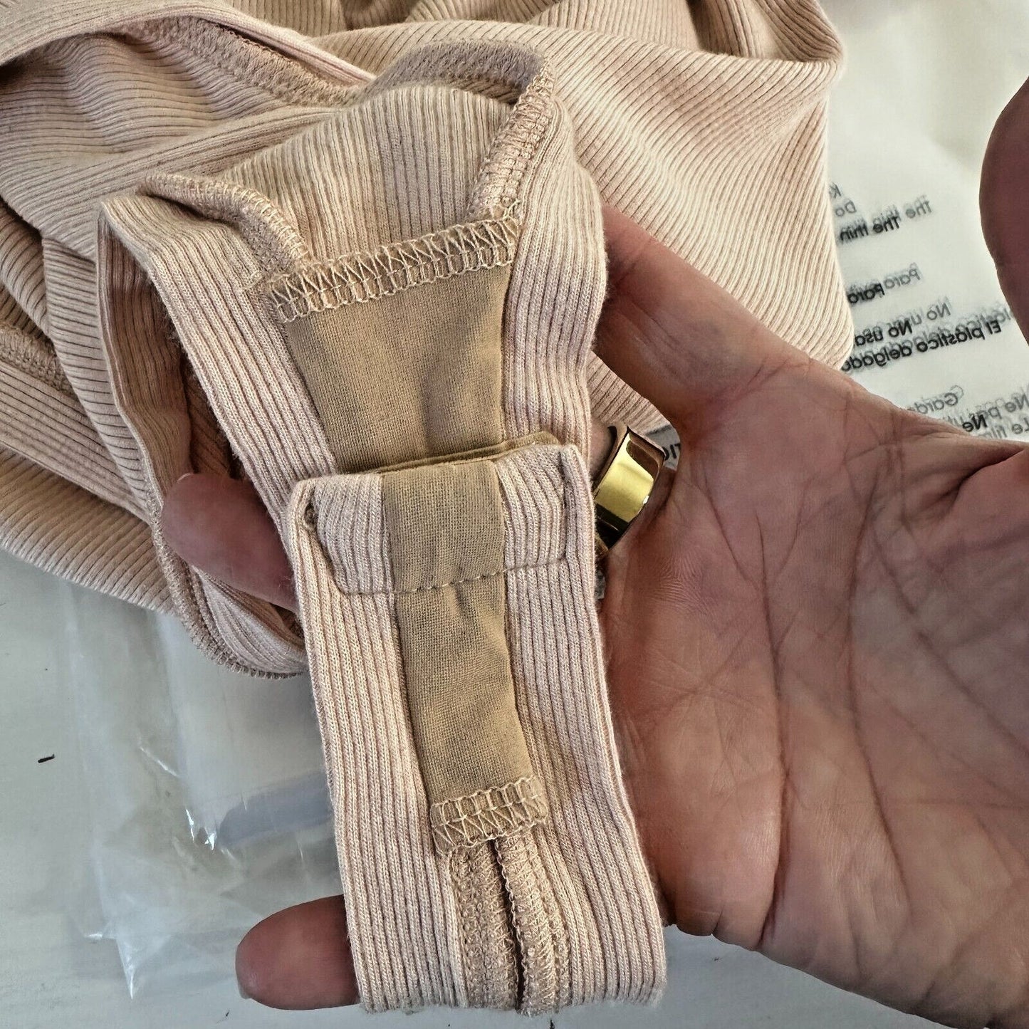 Alix NYC Tan Allen Asymetrical Scoop Neckline Sleeveless Ribbed Knit Bodysuit SM