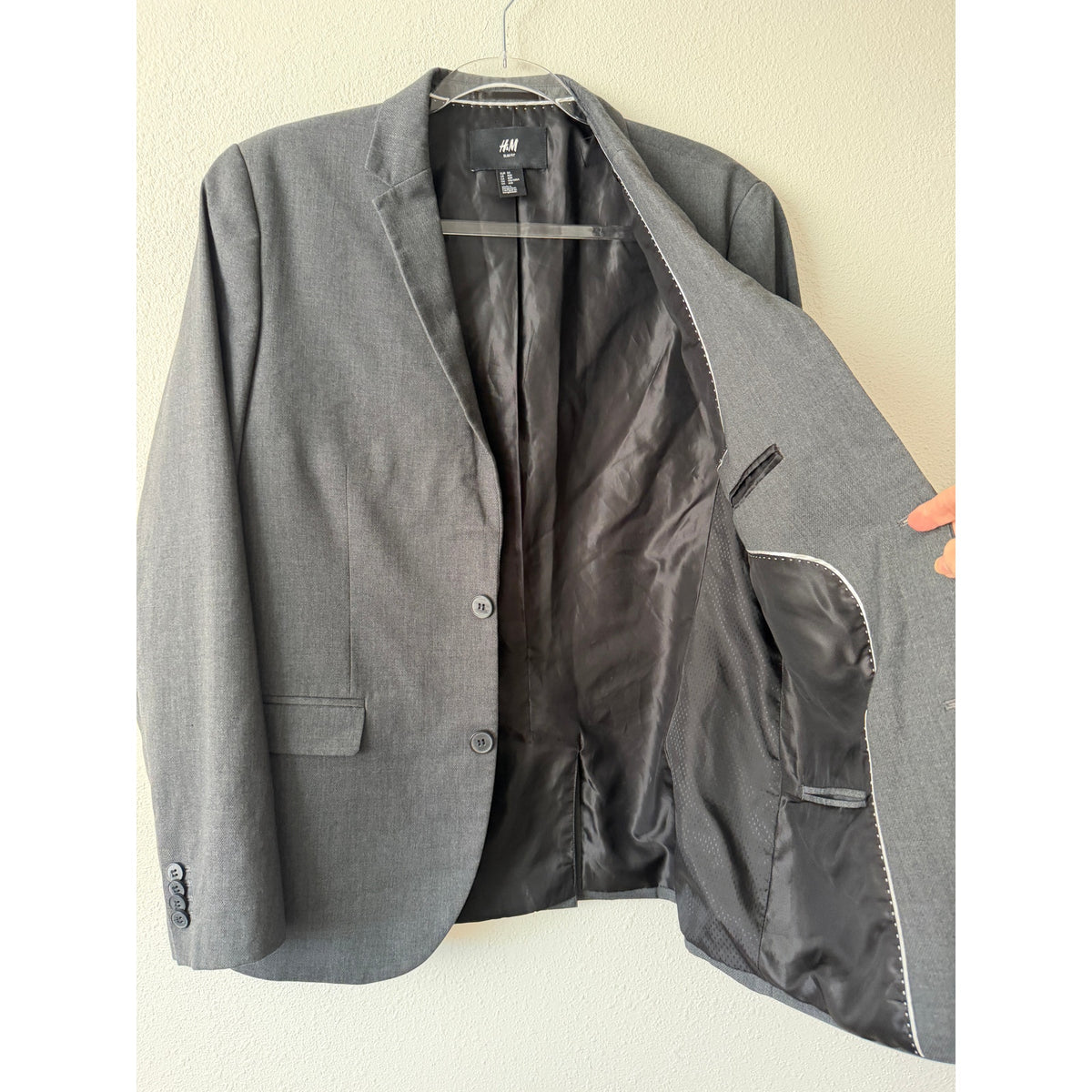 H&M Slim Fit Charcoal Gray Two Button Blazer Suit Jacket Men's US 40R