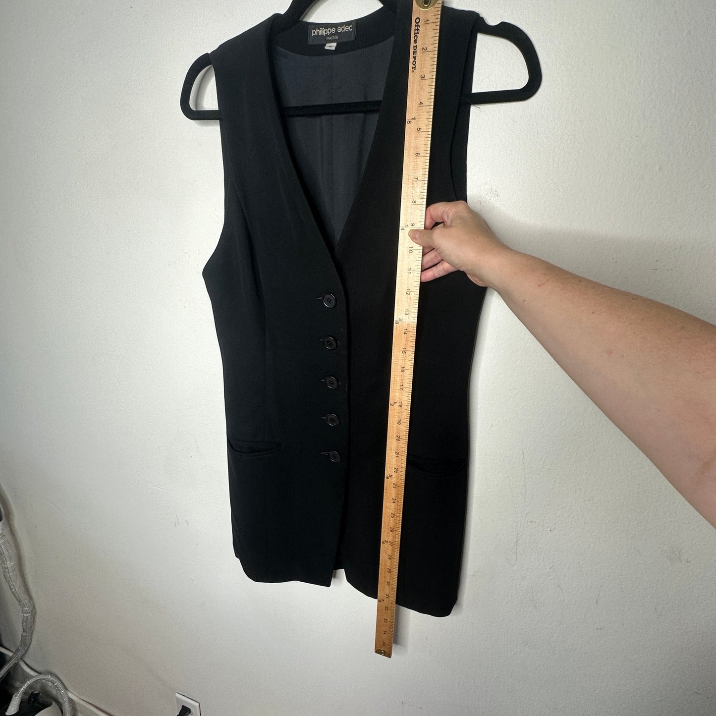 Philippe Adec Paris V-Neck Sleeveless Button Front Vest Dress 6