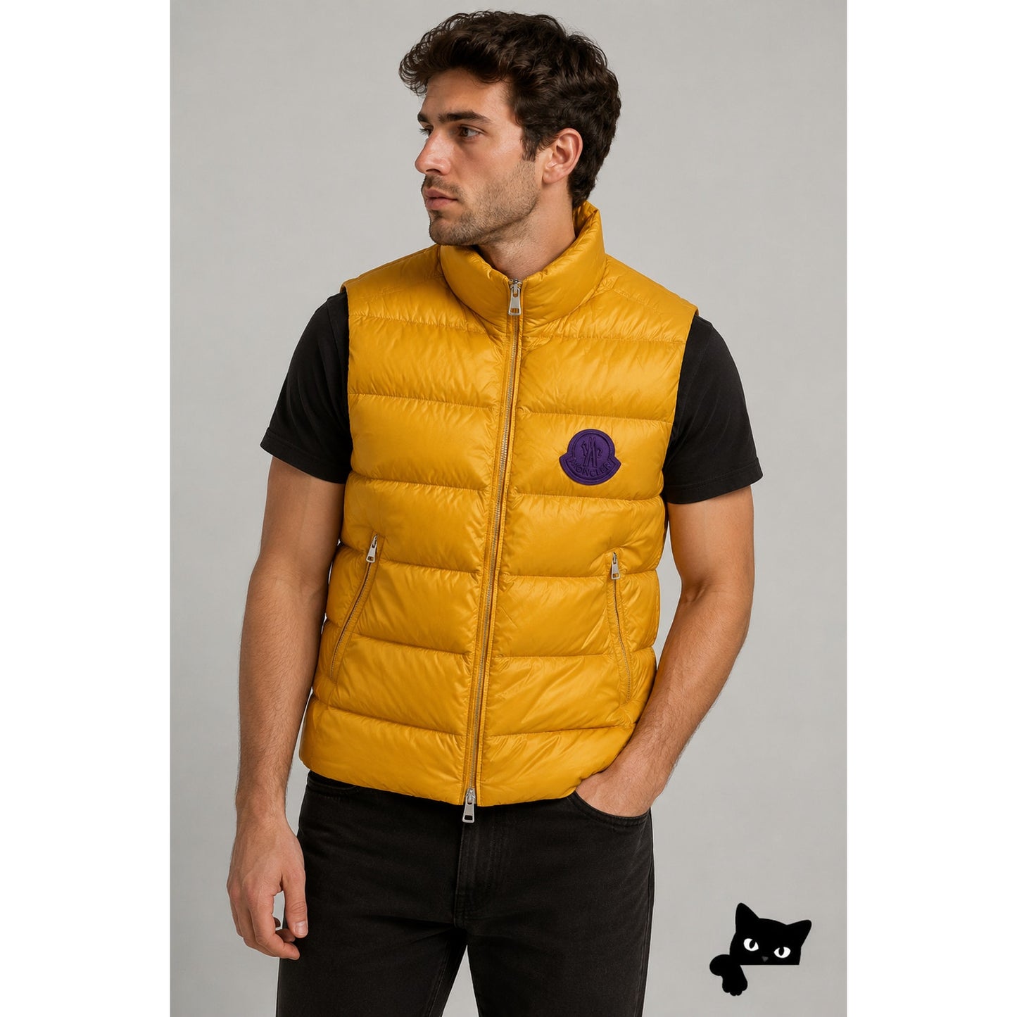 Moncler 1952 Park Down Puffer Vest Yellow Men Size 3 Zip Front