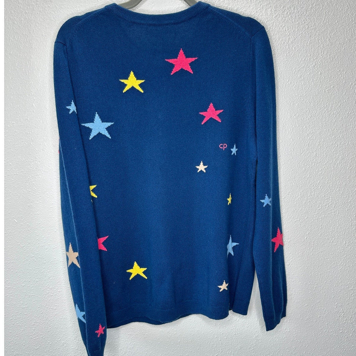 Chinti & Parker Navy Multi Star Long Sleeve Crewneck Sweater L