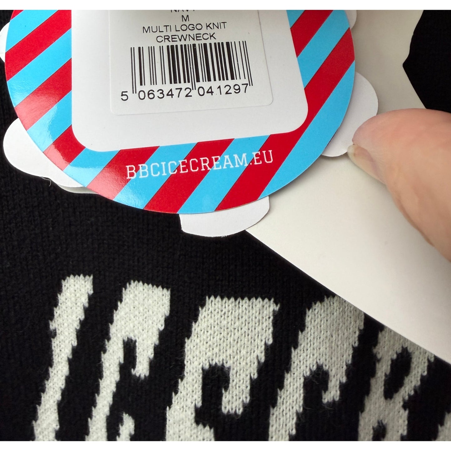 NWT Ice Cream BBC Multi Logo Knit Crewneck Sweater Black Ivory Size M