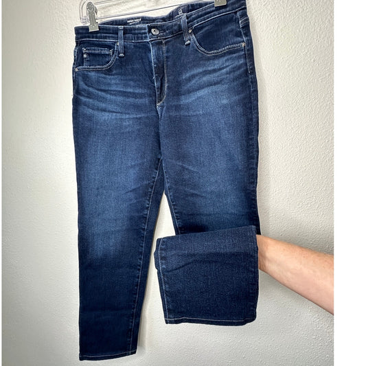 AG Dark Wash Whiskered Prima Ankle Cigarette Ankle Jeans 30