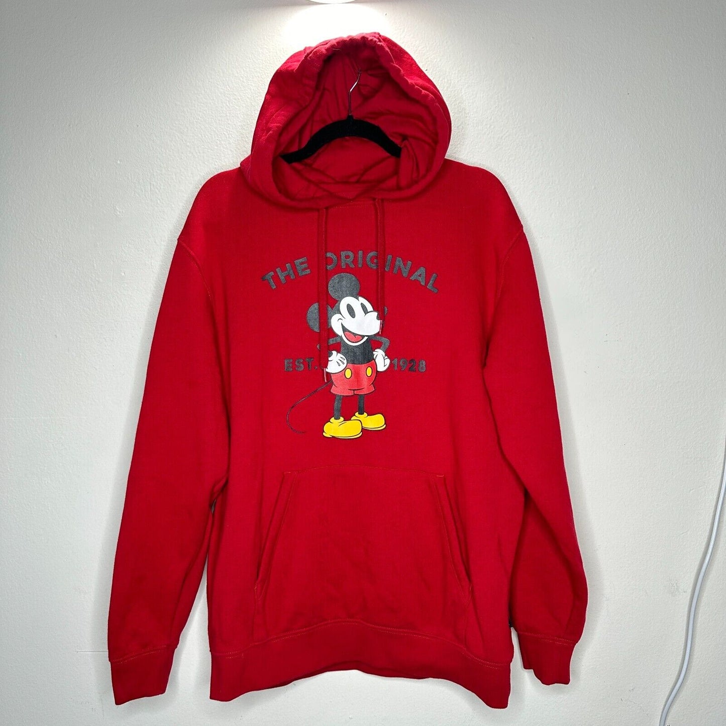 Disney X Vans Red Mickeys 90 Anniversary Front Pocket Pullover Fleece Hoodie M