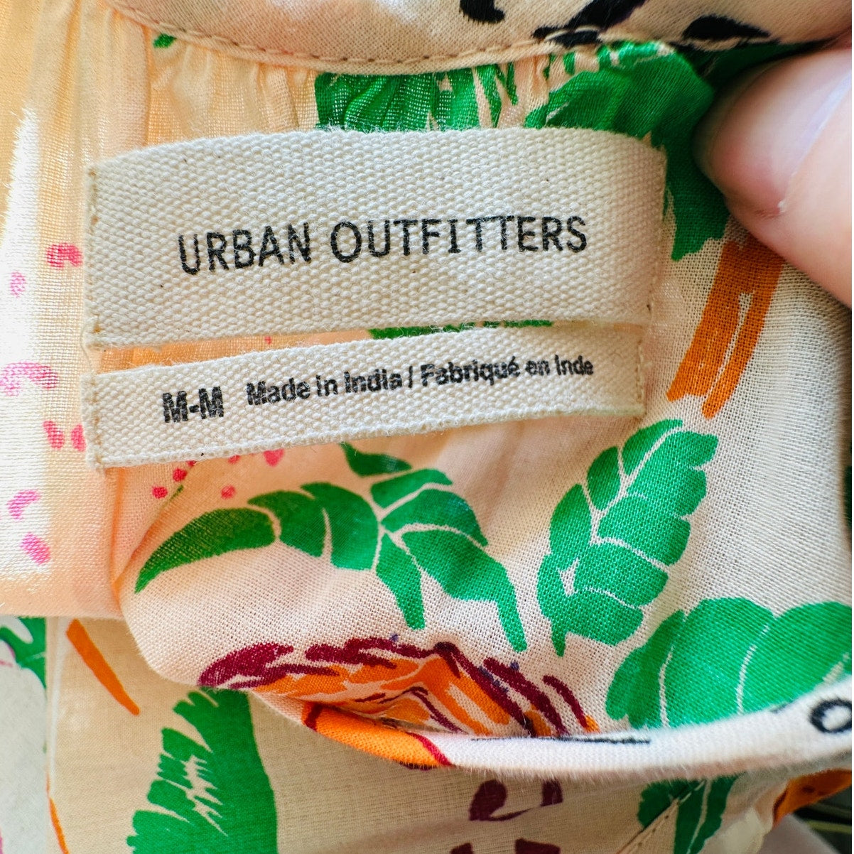 UO Sunkissed Printed Poplin Tropical Floral Flowy Pleated Ruffle Maxi Sundress M