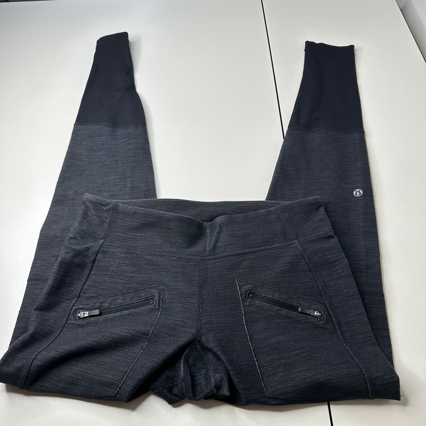 Lululemon Gray Patchwork Leggings Zip Pocket Yoga Pants 8