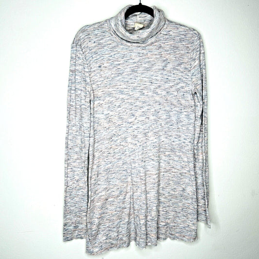 We The Free Ivory Multi-Color Long Sleeve Open Back Turtleneck Tunic Medium