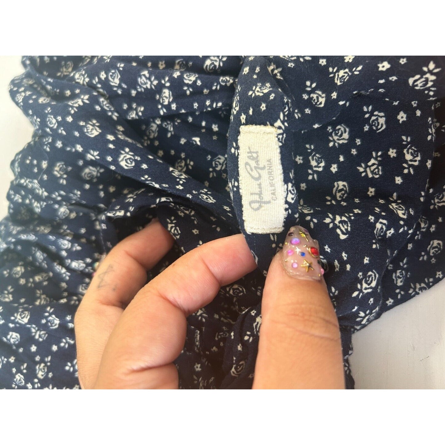 John Galt Navy Cream Floral Colleen Sleeveless Mini Summer Dress Scoop Neckline