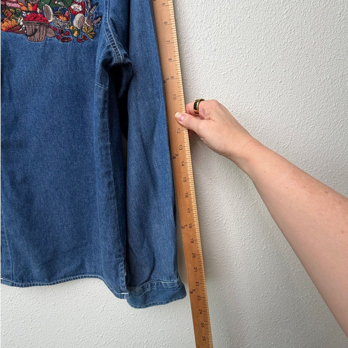 Cabin Creek Vintage Denim Embroidered Teddy Bear Shirt PL