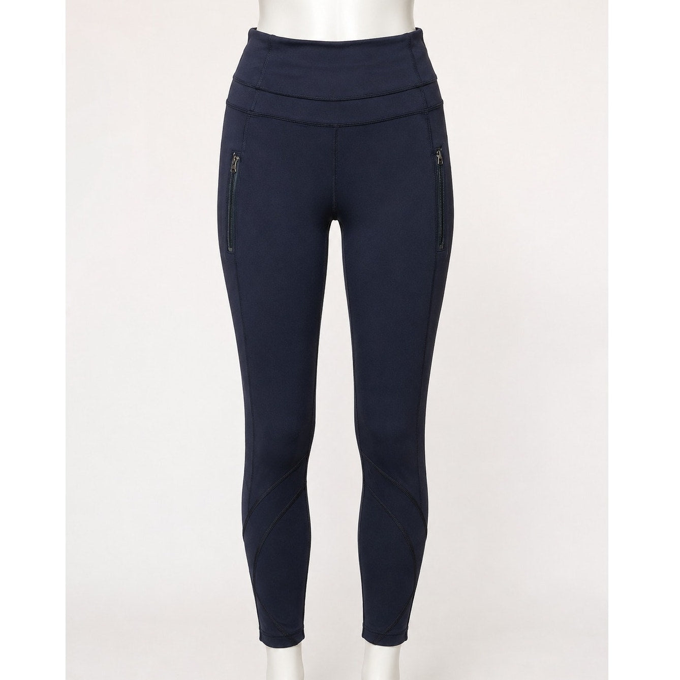 Lululemon Black Side Hip Zip Pockets Mesh Detail Waist & Ankle 7/8 Leggings 4