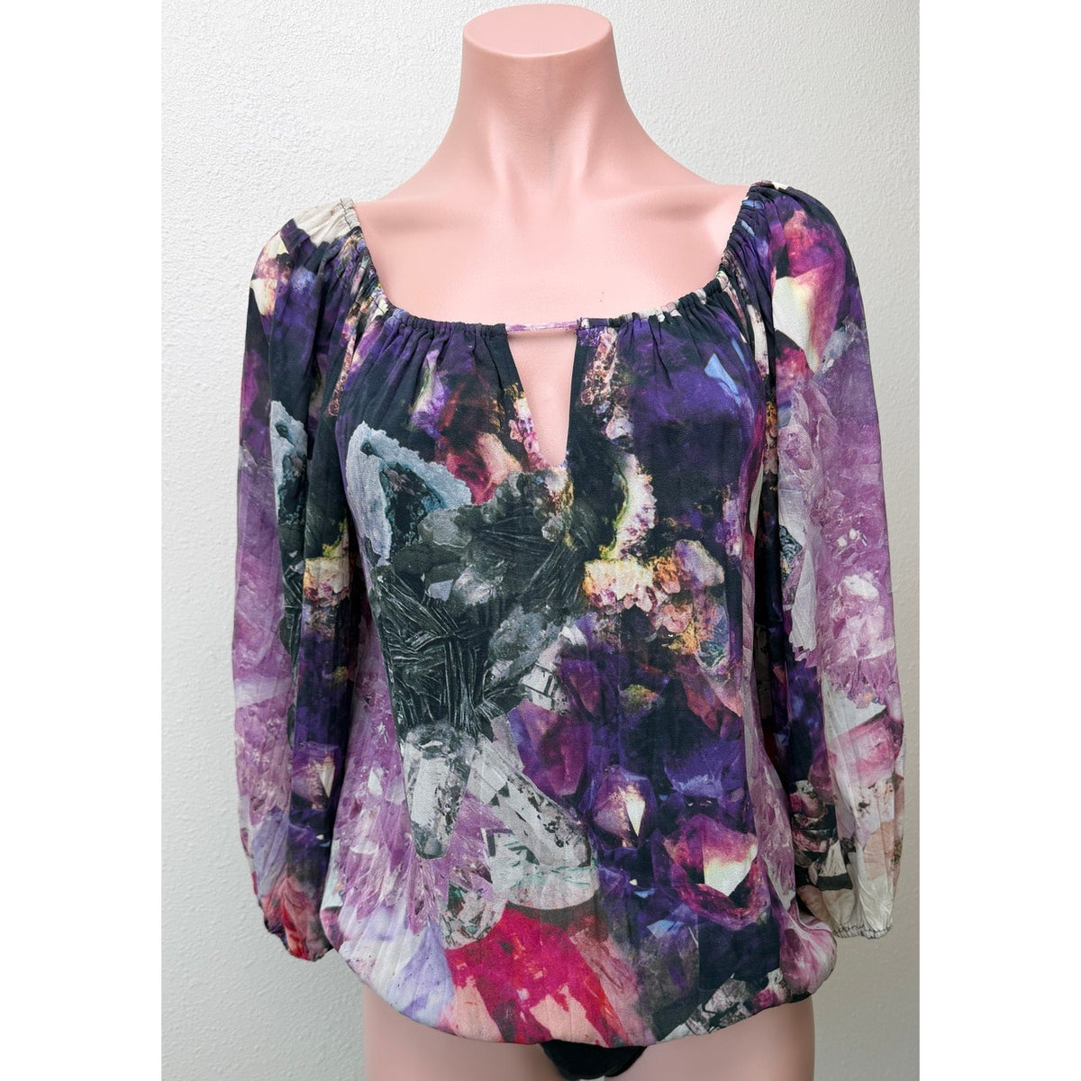 Alice + Olivia Womens Purple Silk Peasant Blouse XS