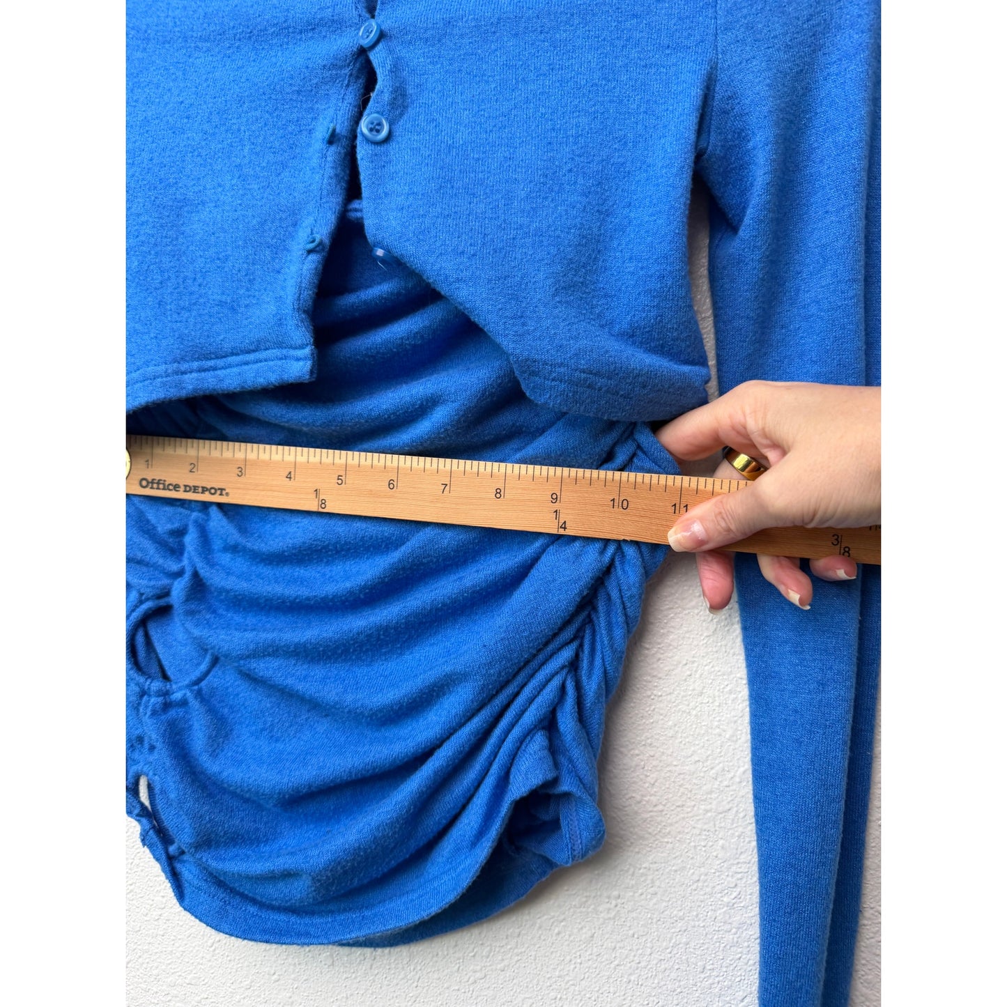by.DYLN Cobalt Blue Tube Top Ruched Cutout Tube Top Crop Cardigan XS
