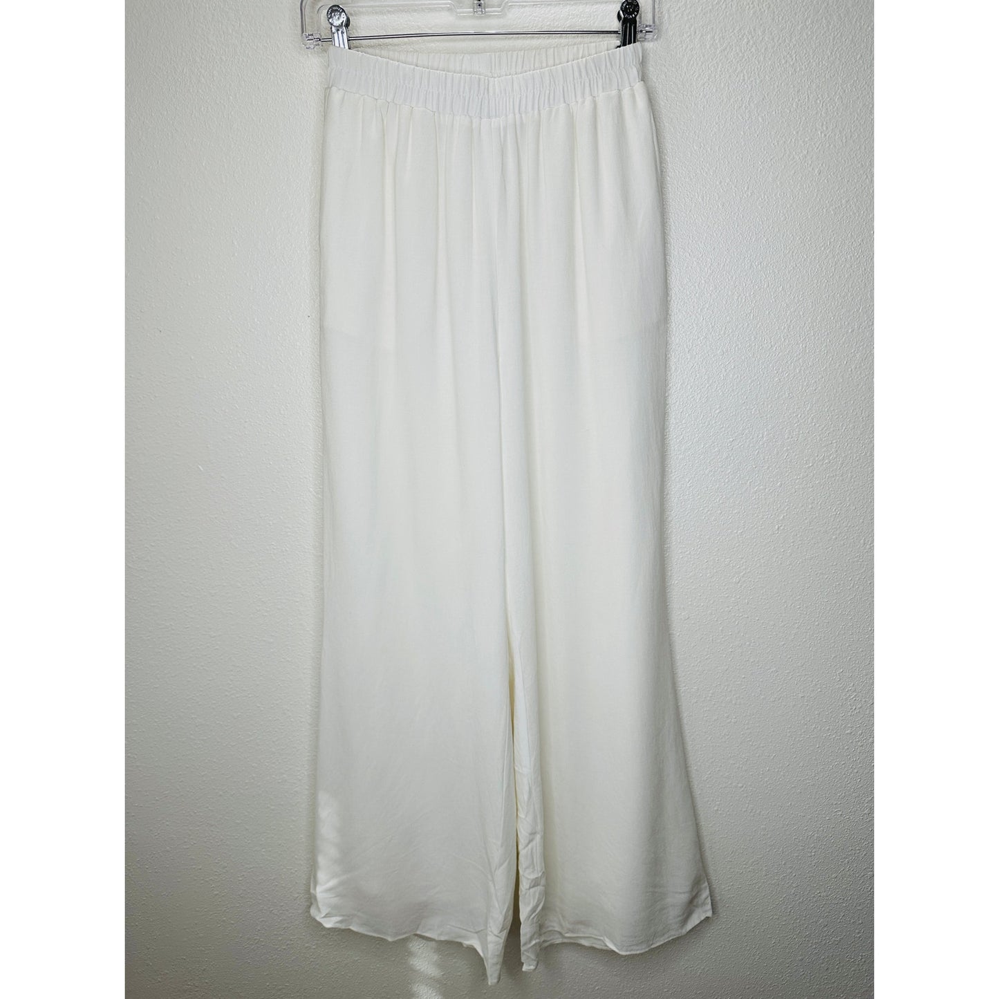 Acoa Off White Elastic Waist Pocketed Lined Flowy Pant XS