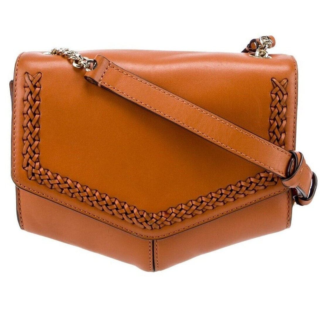 NWOT Sandro Camel Leather Crossbody Bag Lou MM Curcuma Adjustable Strap Purse