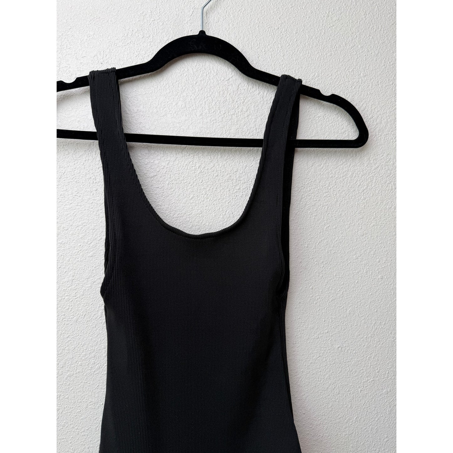 Dance & Marvel Black Ribbed Scoop Back Bodysuit S