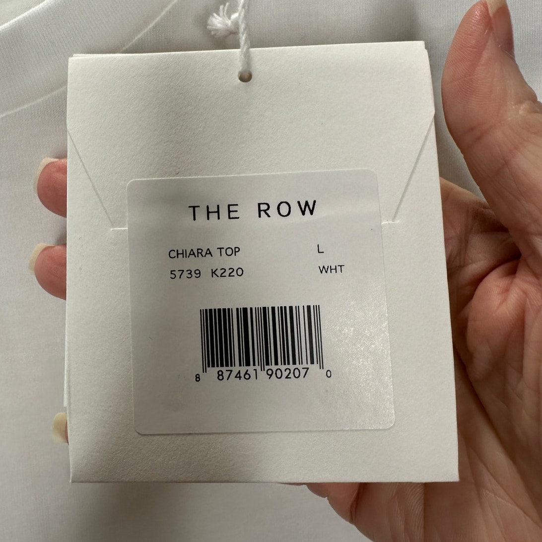 NWT The Row White Chiara Pima Cotton Crewneck Back Seam T-Shirt L