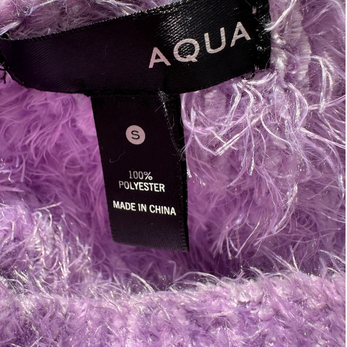 Aqua Light Purple Fuzzy Loose Knit Mock Neck Long Sleeve Sweater S