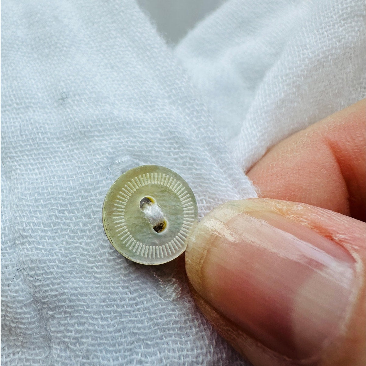 Eileen Fisher 100% Cotton Linen Long Sleeve Button Down Puckered Shirt L