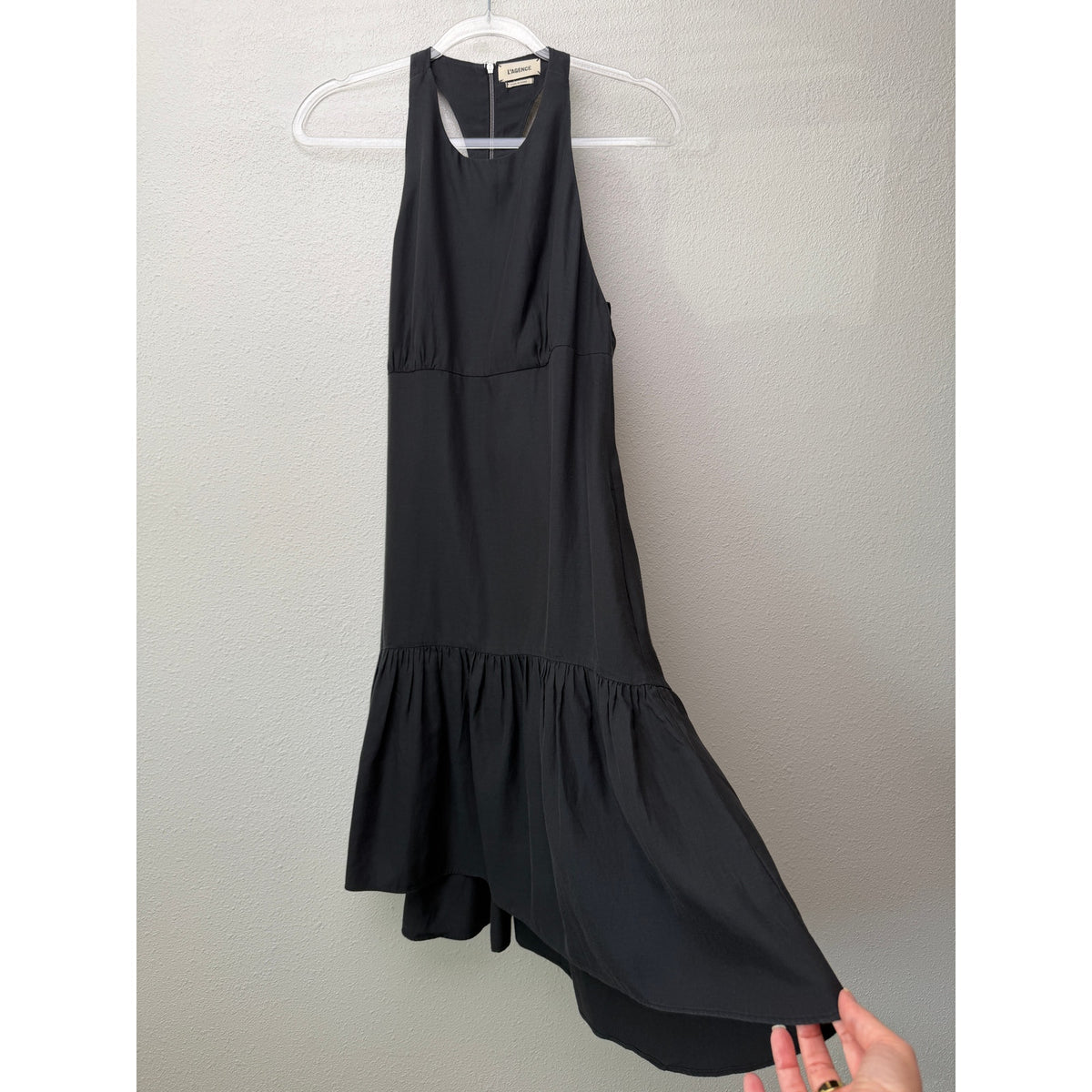 L'AGENCE Black Racerback Ruffle Hem Dress Women 4