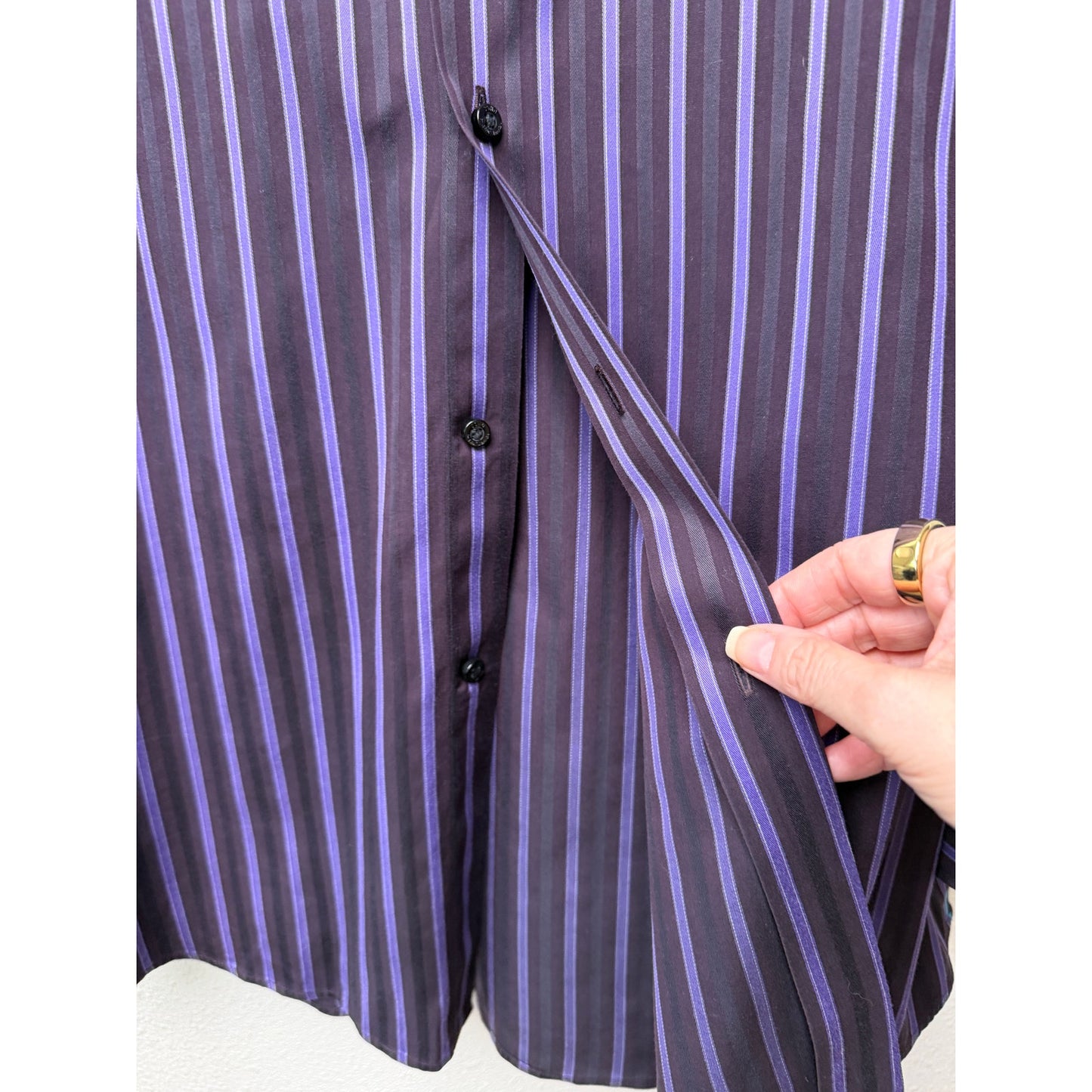 Ben Sherman Soho Purple Black Stripe Shirt Mens 16.5 32/33
