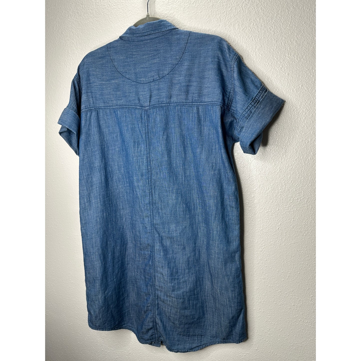 Blank NYC Medium Blue Denim Short Sleeve Pocket Jean Shirt Dress S