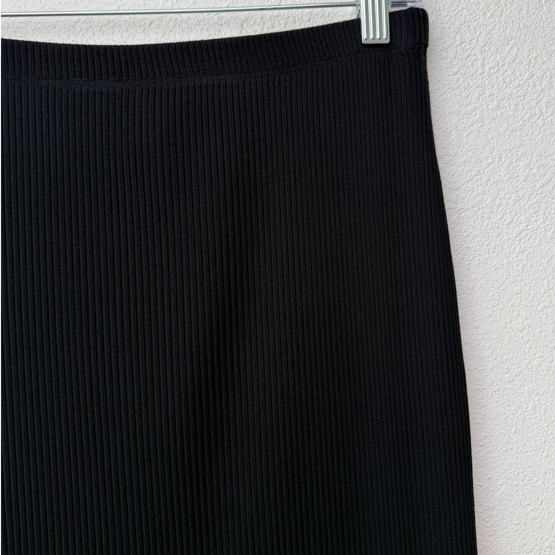Amour Vert Black Ribbed Modal Midi Pencil Skirt Women's US M