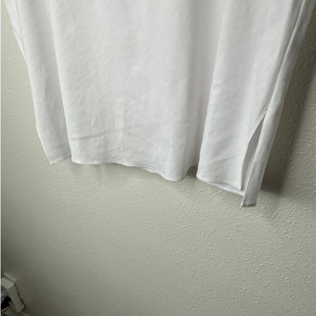 Vince White Linen Round Neck Cap Sleeve Side Slit Boxy Tee Top L