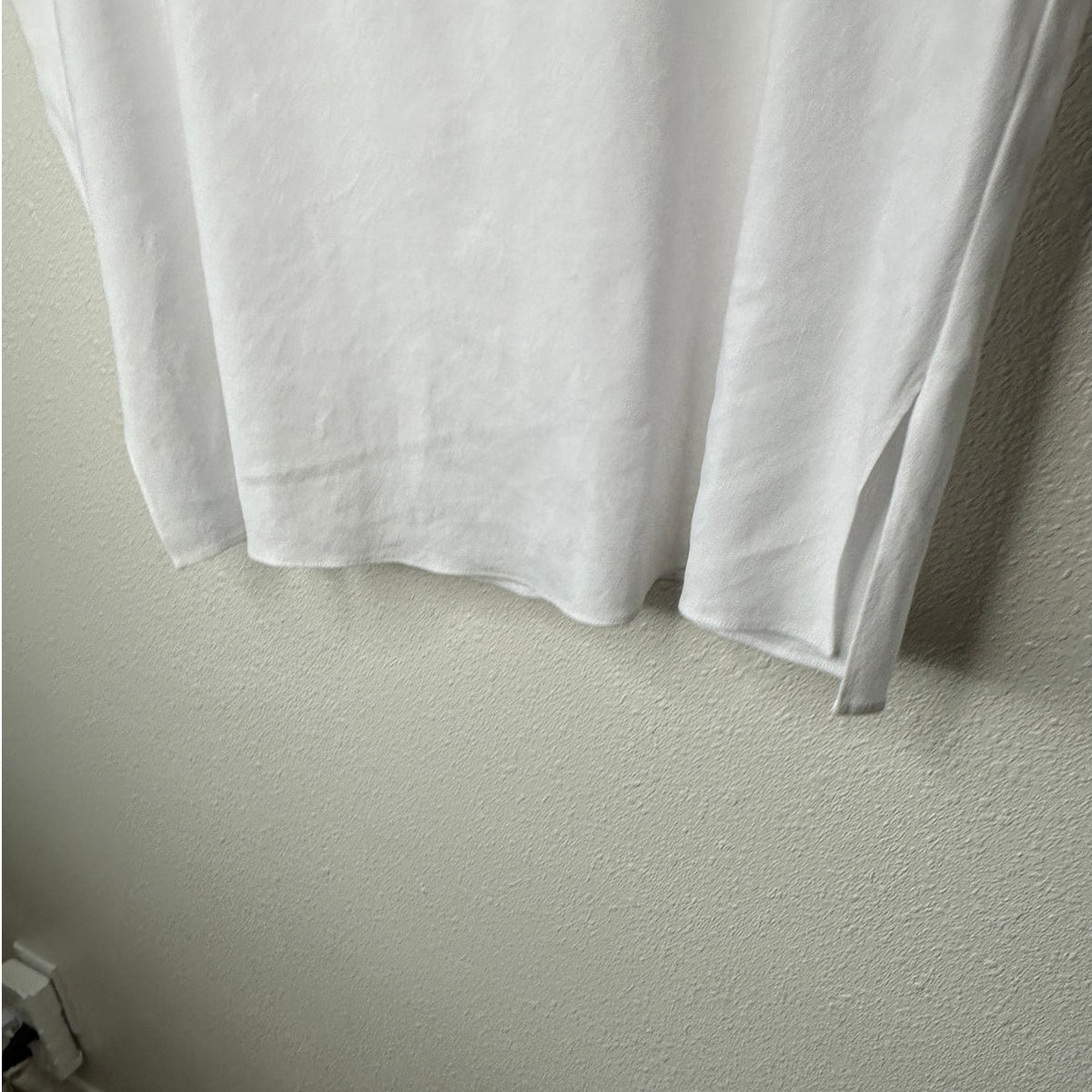 Vince White Linen Round Neck Cap Sleeve Side Slit Boxy Tee Top L
