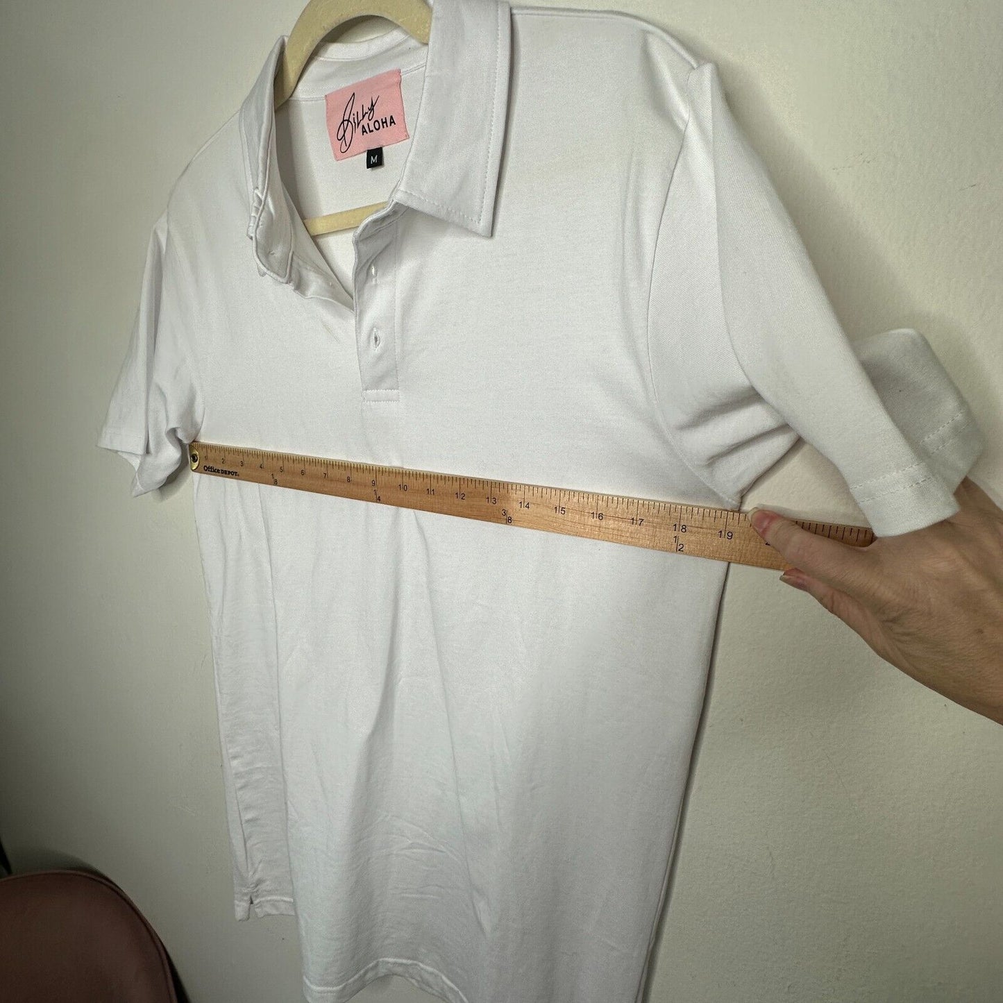 NWOT Billy Aloha Mens Bright White Short Sleeve Soft 3 button Polo Shirt Medium
