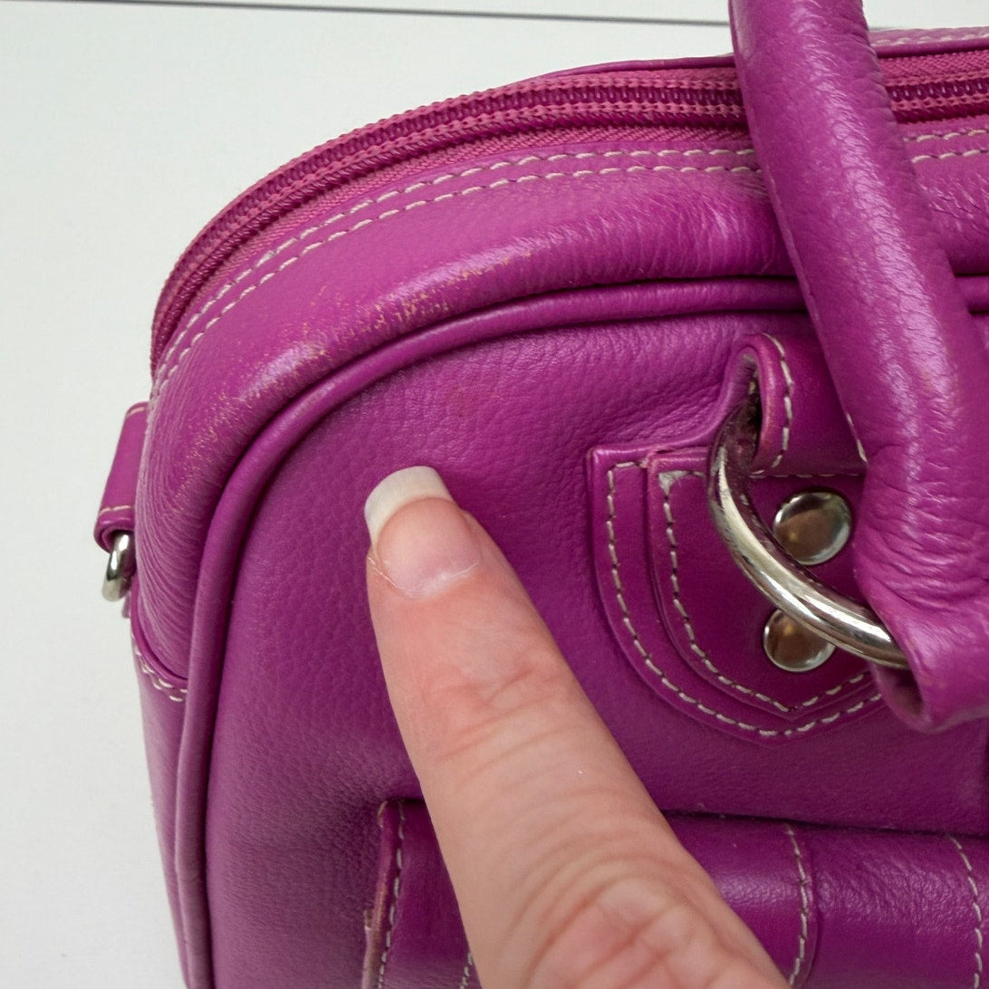 Barneys New York Magenta Buckle Satchel Bag Women's