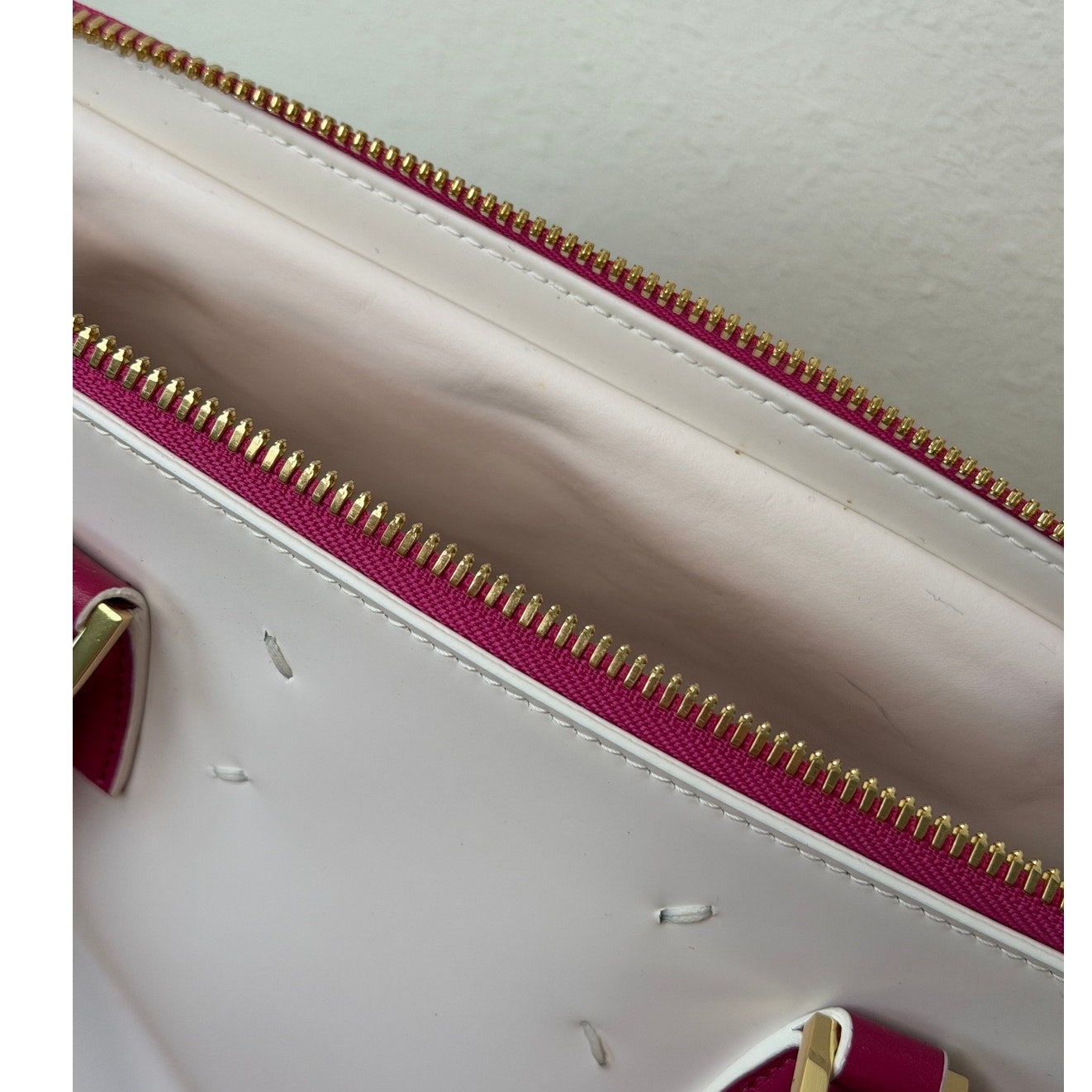 NWT Maison Margiela 5AC Large Bi-Color White Pink UVA Leather Bag