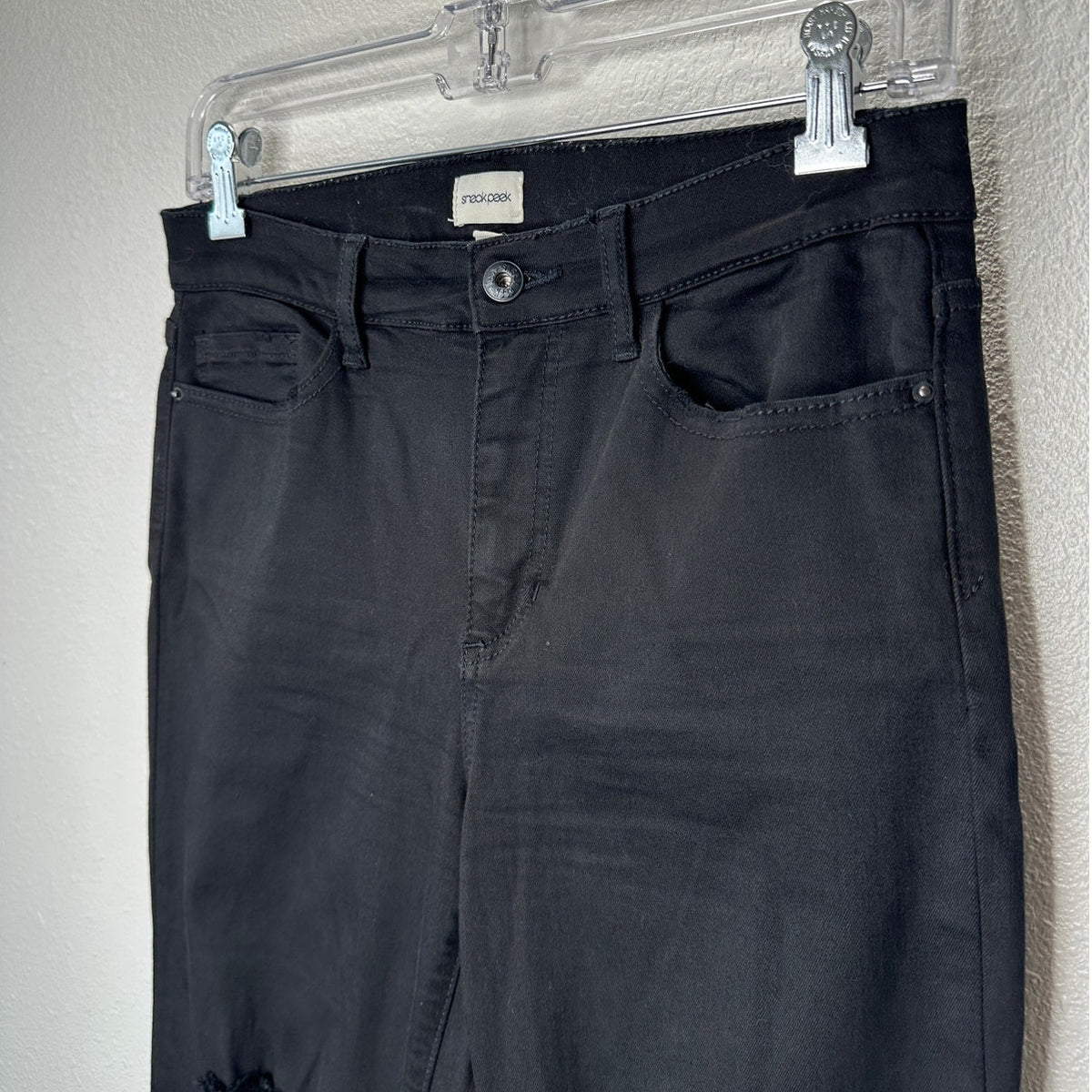Sneak Peak Black Distressed Knee Bootcut Jeans 29