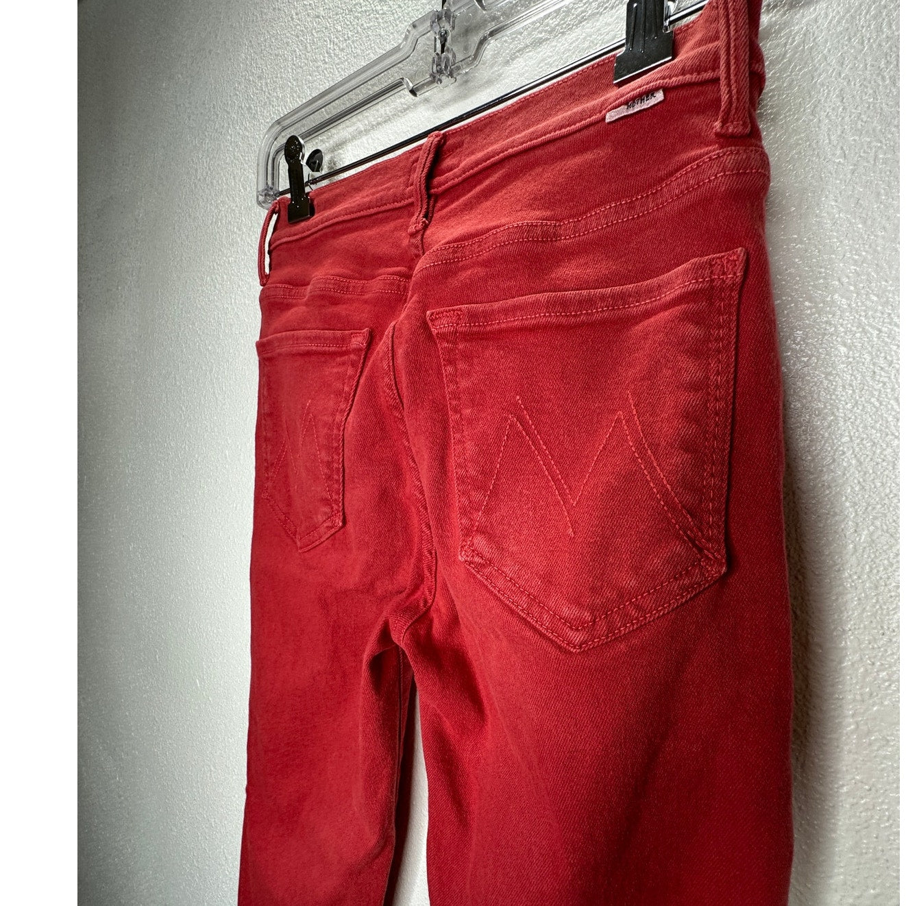 Mother Hotrod Red Insider Crop Step Fray Second Chance Jeans 26