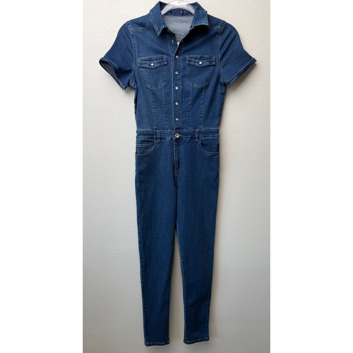 Fashion Nova Blue Denim Jumpsuit Womens M Utility