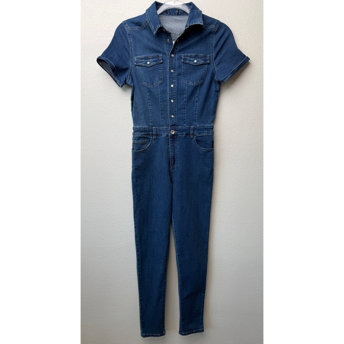 Fashion Nova Blue Denim Jumpsuit Womens M Utility