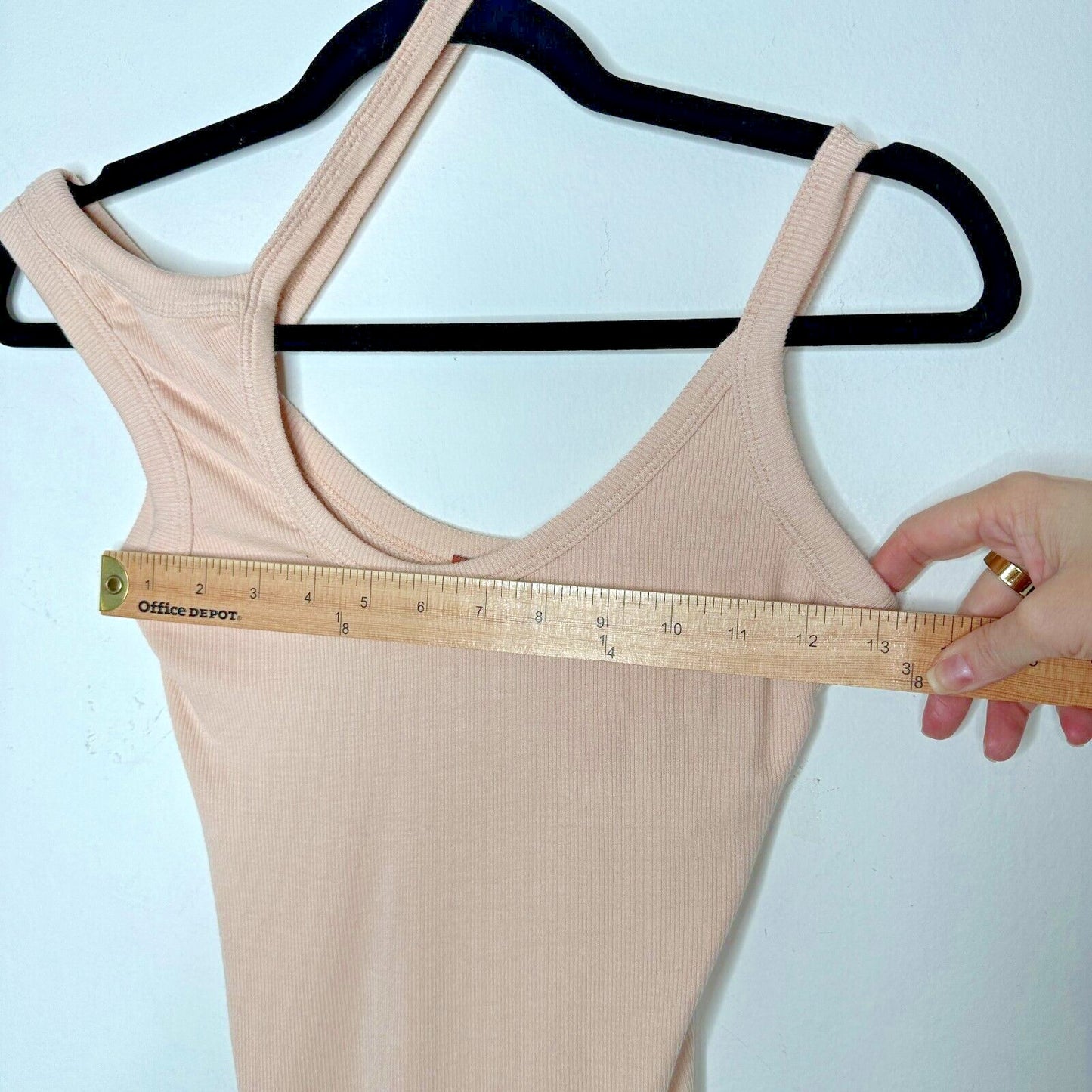 Alix NYC Tan Allen Asymetrical Scoop Neckline Sleeveless Ribbed Knit Bodysuit SM