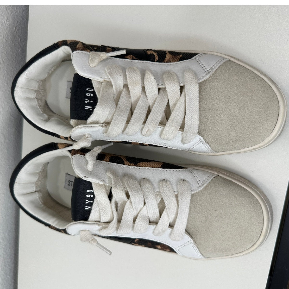Steve Madden Philip Leopard Print Leather Sneakers Black Brown White 5