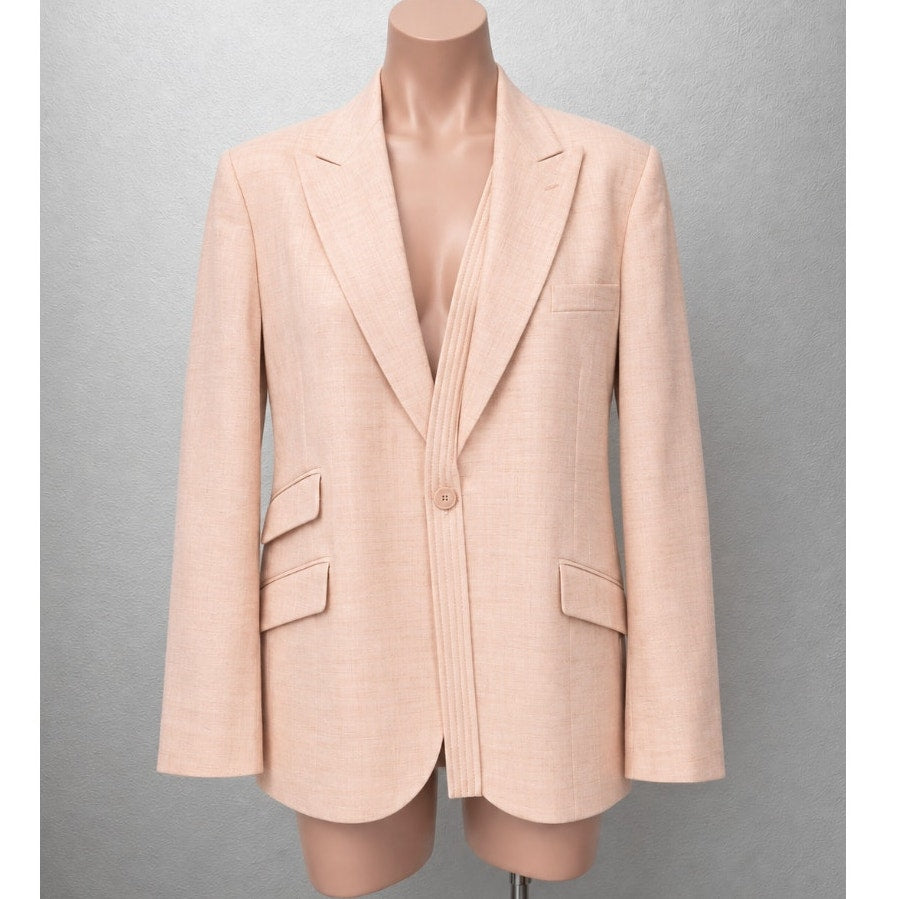 Stella McCartney Light Peach Front Button Viscose Linen Blazer Jacket 42