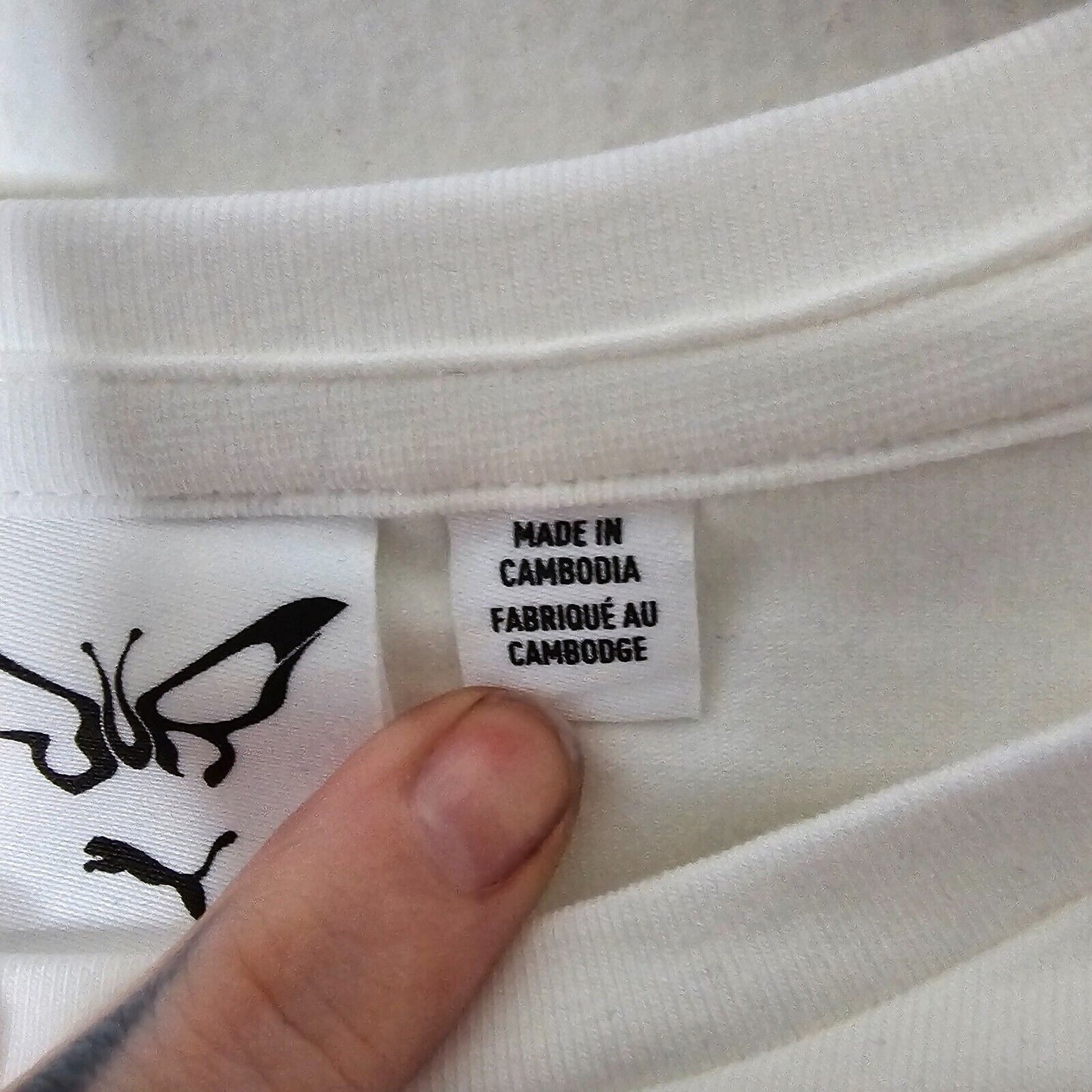 NWOT Puma X Dua Lipa White Babydoll Butterfly Puma Hologram Graphic Crop Tee SM