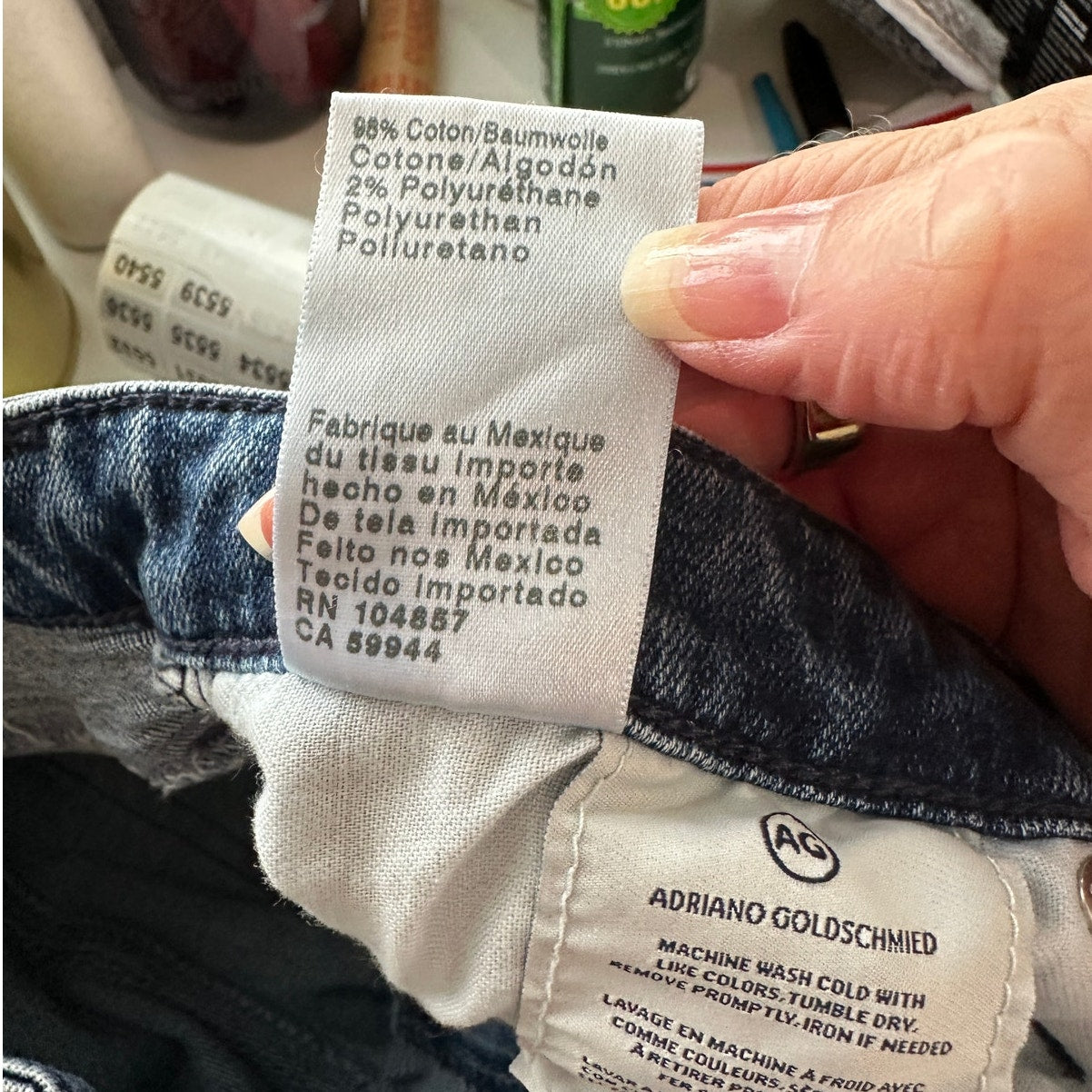 AG Medium Wash Whiskered Raw Hem Harper Essential Straight Leg Jeans 29R