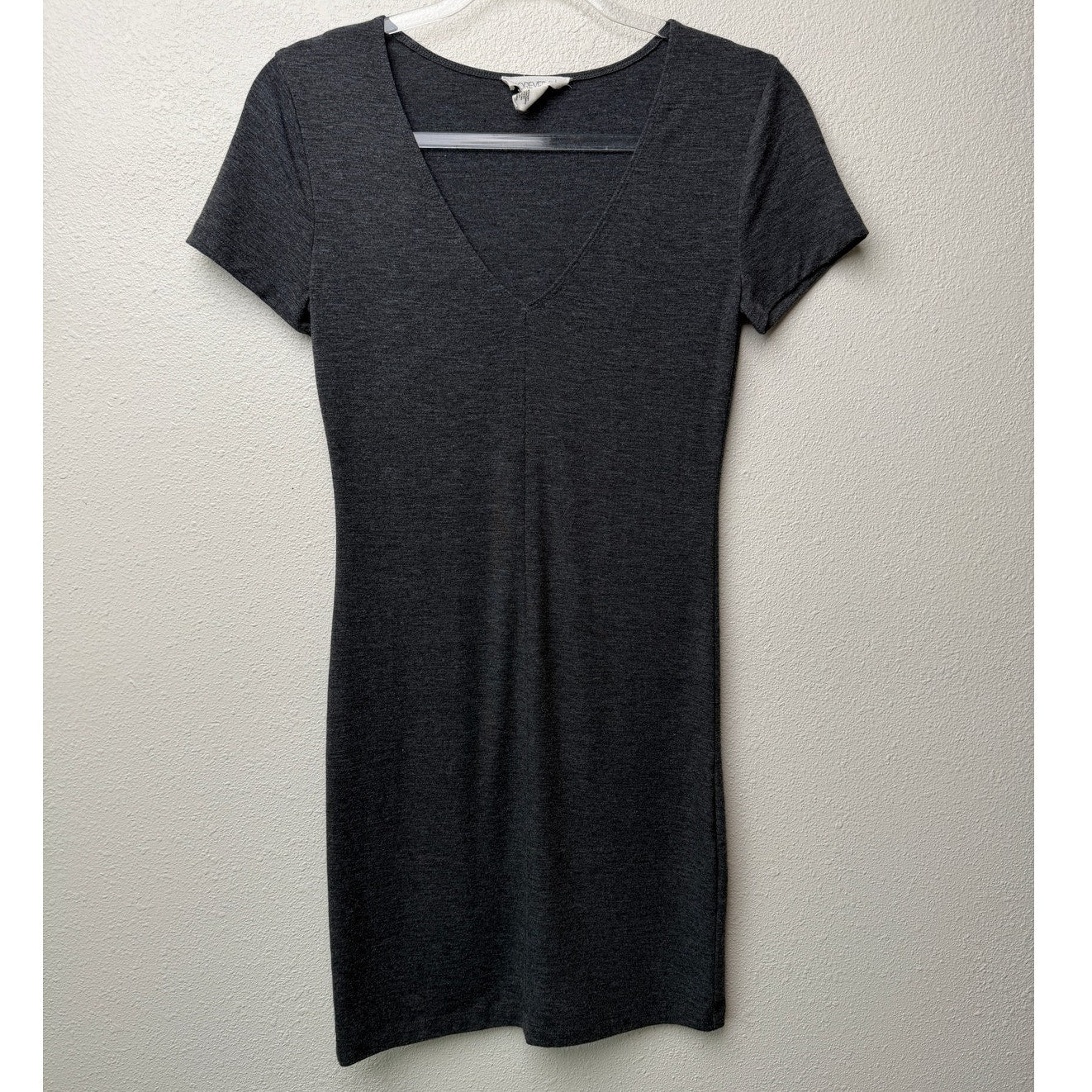 Forever 21 Dark Heather Gray V-Neck Bodycon T-Shirt Dress Medium