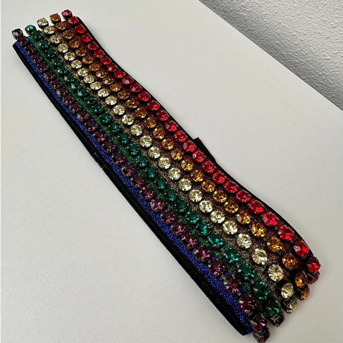 Gucci Multicolor Rhinestone Rainbow Stretch Headband